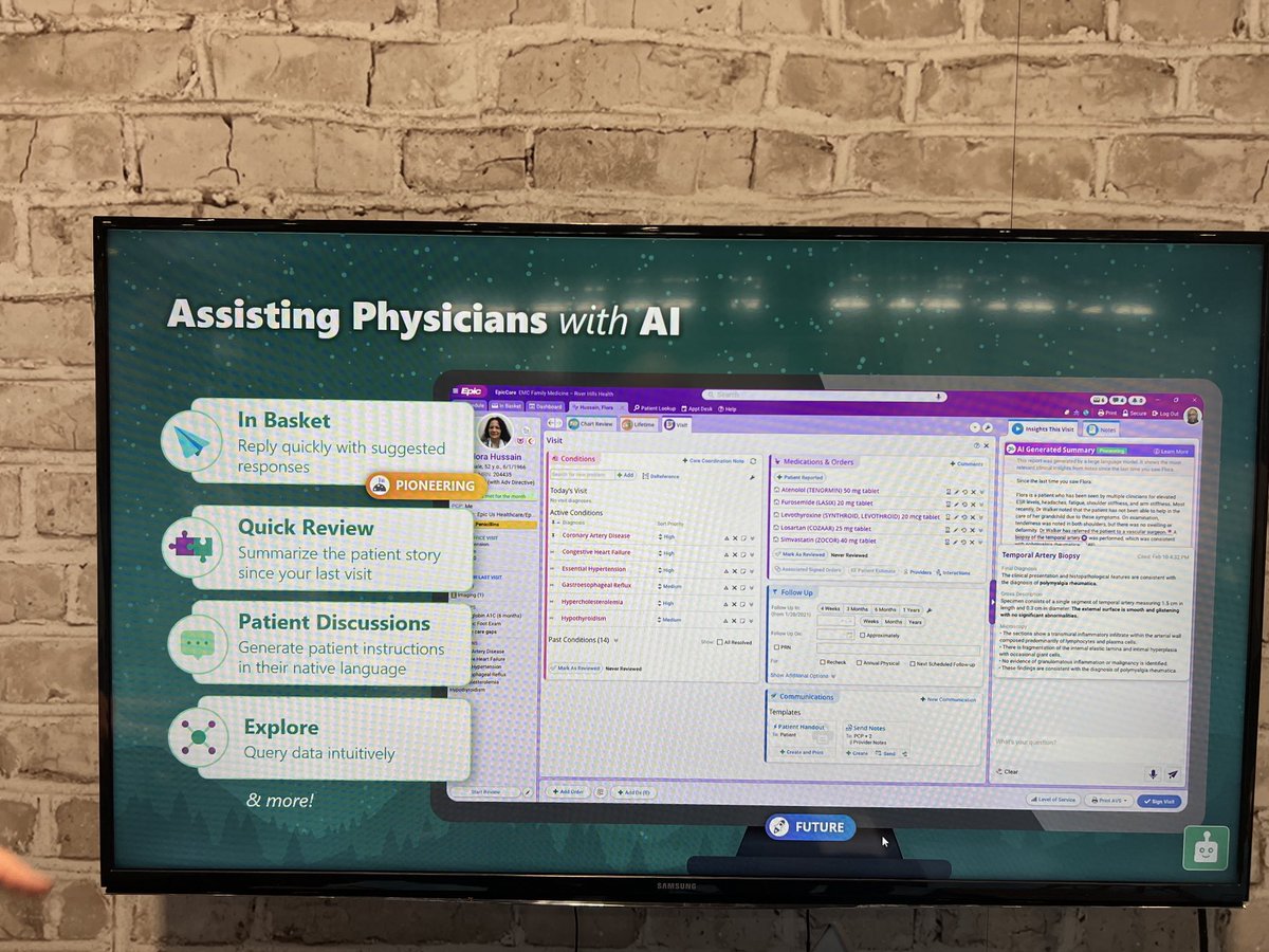 We love to bash our EHRs but EPIC has some pretty cool AI integrations in the works. 

I got a sneak peek. 

Anyone already have this at their institution?

#EPICEHR #HealthcareAI