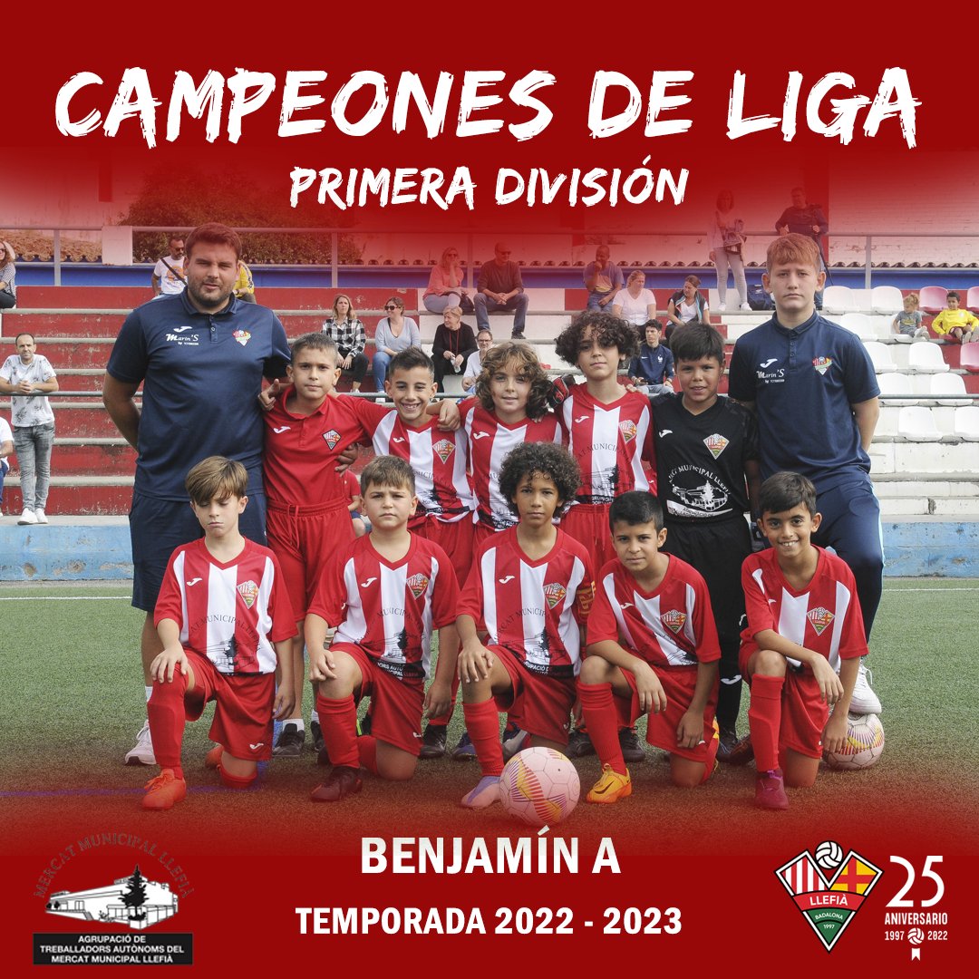 ULlefia's tweet photo. Benjamín A, 𝐂𝐀𝐌𝐏𝐄𝐎𝐍𝐄𝐒 🏆

 El Benjamín A de @ChRojas_5 y Eric Cayero ya es ¡CAMPEÓN de LIGA!

     🔥 ¡Felicidades, chicos! 🔥
¡SOIS PREFERENTE Y CAMPEONES! 👏🏻

#SienteLaLlefi 🔴⚪ #Llefia #Badalona https://t.co/pebLwIbc0P