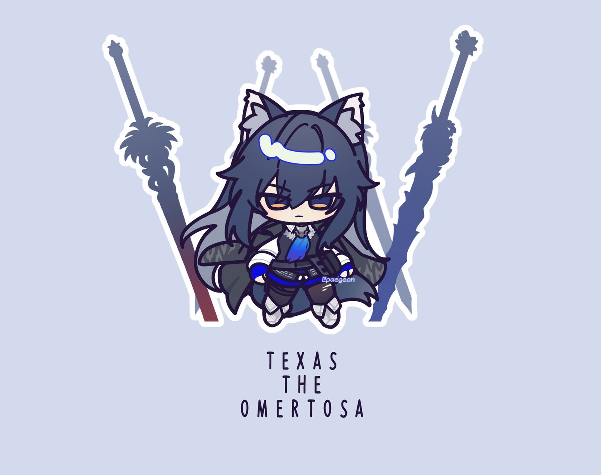 texas (arknights) 1girl solo animal ears blue gloves weapon black hair black vest  illustration images