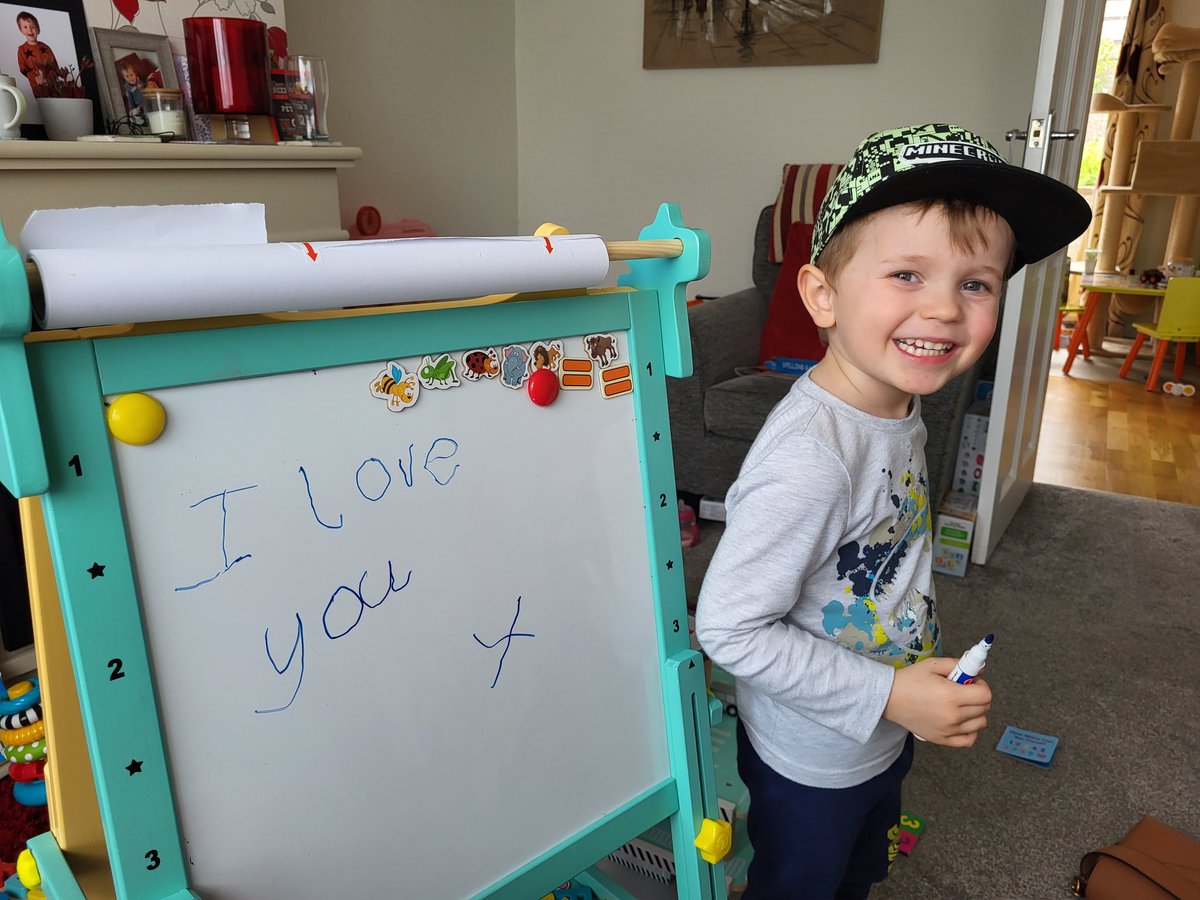 Today's joy. I'm not crying, you are! 😭 Whilst it is hard to see F achieve things Alexander didn't get to do, these moments are still so precious. I know Alexander would be writing lovely messages too 💙💙 #grief #childloss #siblingloss