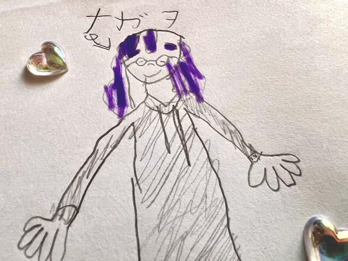 友達に色々贈ったらお礼に友達のお子が描いてくれたブブとナガヲかわち……素敵なシールもたくさんありがとう……