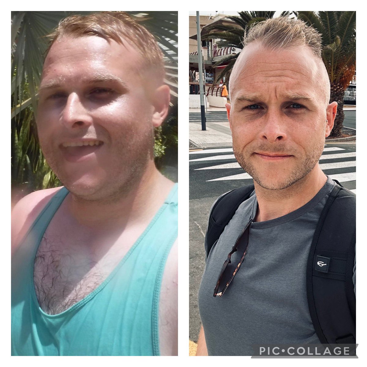 dandaysw's tweet photo. Same place, same person, almost 8 stone lighter
In 2015 I vowed I would never ever go abroad unless I was 100% comfortable! The photo on the left was me at 21 stone and the right almost 13 stone! 
The photo on the left was me in Tenerife, the year I broke a sun bed @SlimmingWorld https://t.co/rWbGmvOqMT