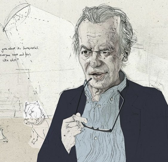 Sorry to hear the news of #MartinAmis last night #rip - in memory to one of the great #literary giants of his day and one of the best &amp; most complex subjects I’ve had the opportunity to #illustrate <a href="/guardian/">The Guardian</a> for the article ‘The trouble with Amis’ by Sam Leith <a href="/questingvole/">Sam Leith 🐝</a>