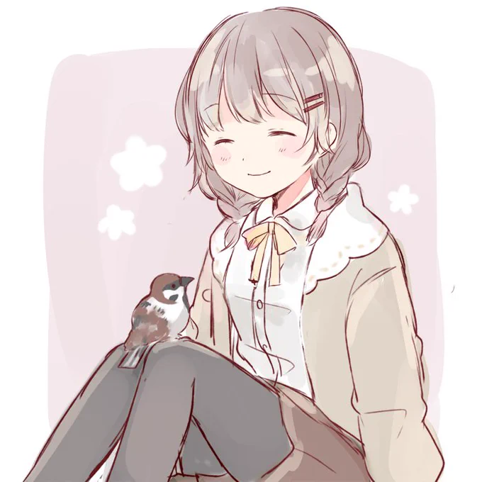 この前仕事行くとき久々にスズメを見かけてほっこりしたのを思い出した落書き #イラスト #創作