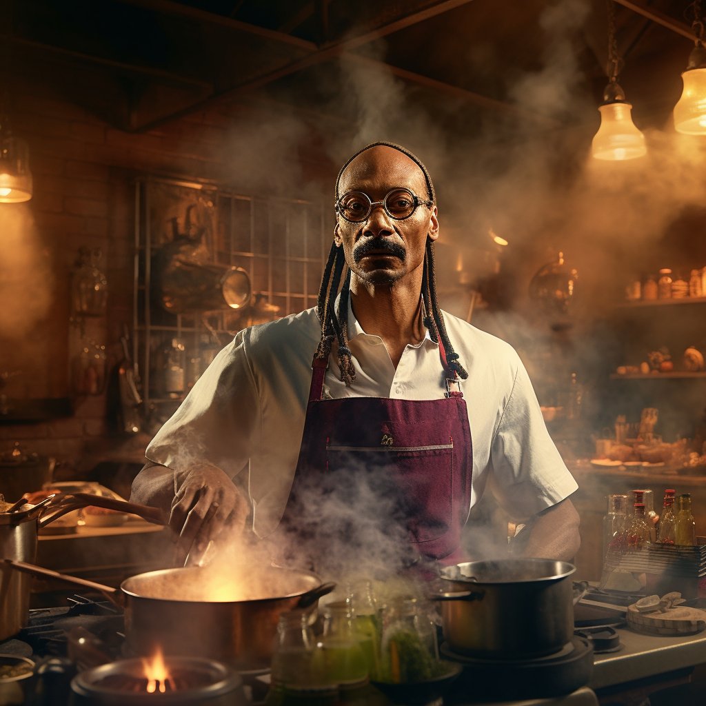PromptPicsUni's tweet photo. 👨‍🍳 Experience a culinary journey like no other as AI transforms Snoop Dogg into a chef in an ultra-realistic, high-detailed 8K image. See the magic of #AI and #TextToImage come alive here: https://t.co/CUz2D11W3f #AIArt #ArtificialIntelligence #NeuralNetworks #SnoopDogg https://t.co/9AcboigvBm