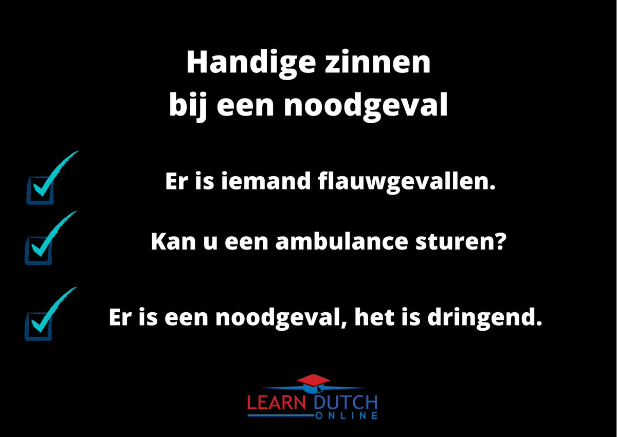 Someone fainted.

Can you send an ambulance?

There's an emergency, it's urgent.

#LearnDutchOnline #OnlineLanguageLearning #DutchLessons #DutchLanguage #LanguageLearning #VirtualClassroom #StayAtHome #ComfortLearning #ExpertTeachers #InteractiveLessons #LanguageSchool…