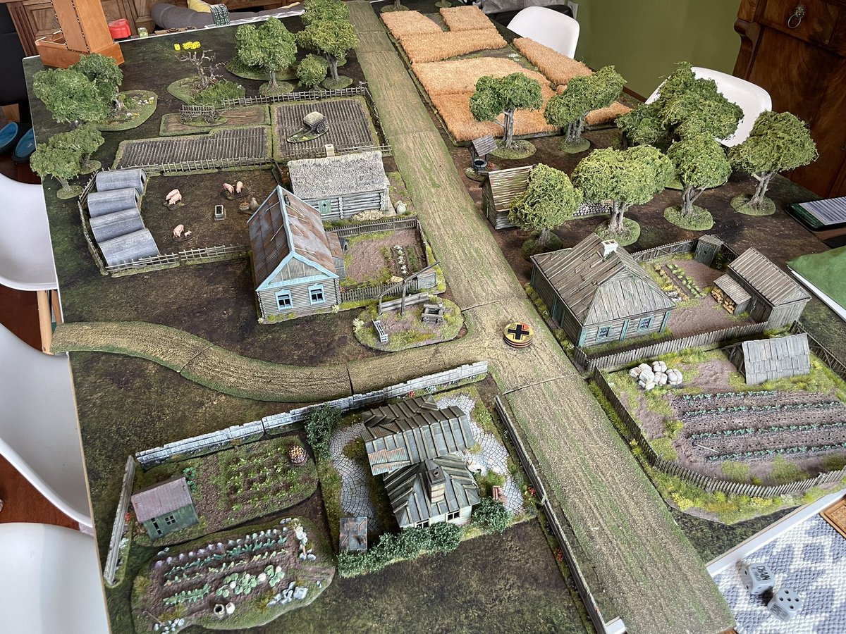 Clogfather1975's tweet image. Rückzug game 2. A delaying action in a village. @wargameswriter #chainofcommand #spreadthelard