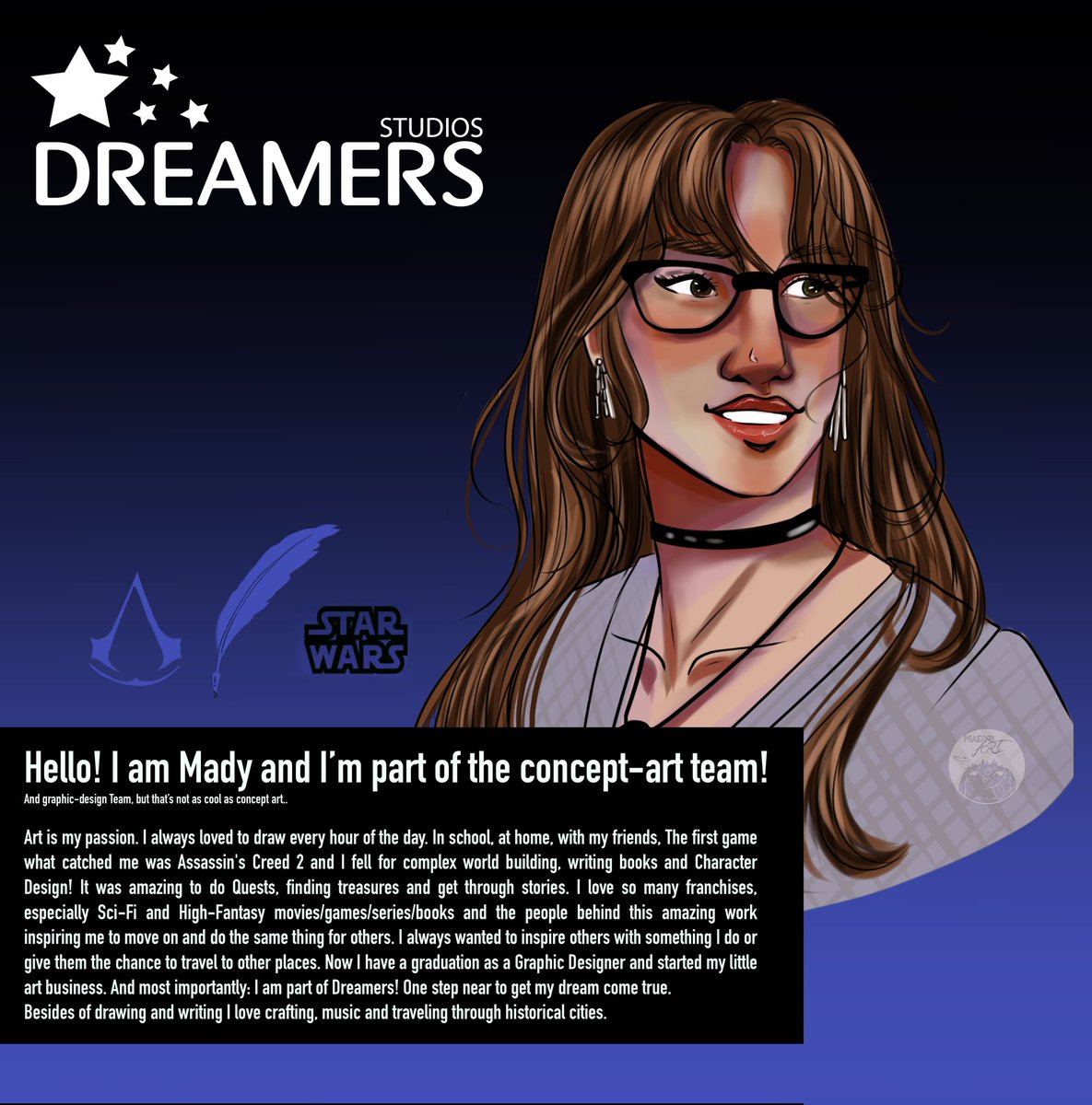 DreamersStudioG's tweet photo. Introducing the newest addition to our art department! Get ready to be dazzled by the creativity and boundless passion of Mady.

#art #digitalart #artist #gamedev #dreamersstudio https://t.co/3Rt5Qg58fT