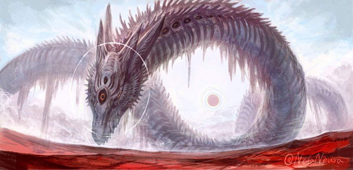 no humans monster teeth sharp teeth extra eyes sky dragon  illustration images