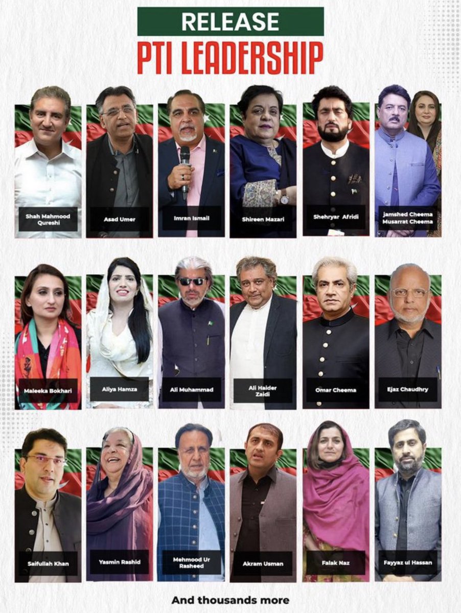 PTIofficial's tweet photo. Thousands of peaceful Pakistanis and our PTI leadership are illegally arrested since many days now. We demand immediate release! #ConspiracyAgainstPTIExposed https://t.co/2vM1KXwzvA