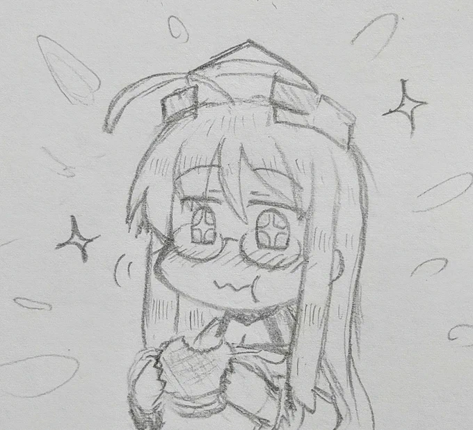 今日のお絵描き 名前を言ってはいけないあのお菓子を食べるヘイウッドさんと、敵を倒した綾波さん