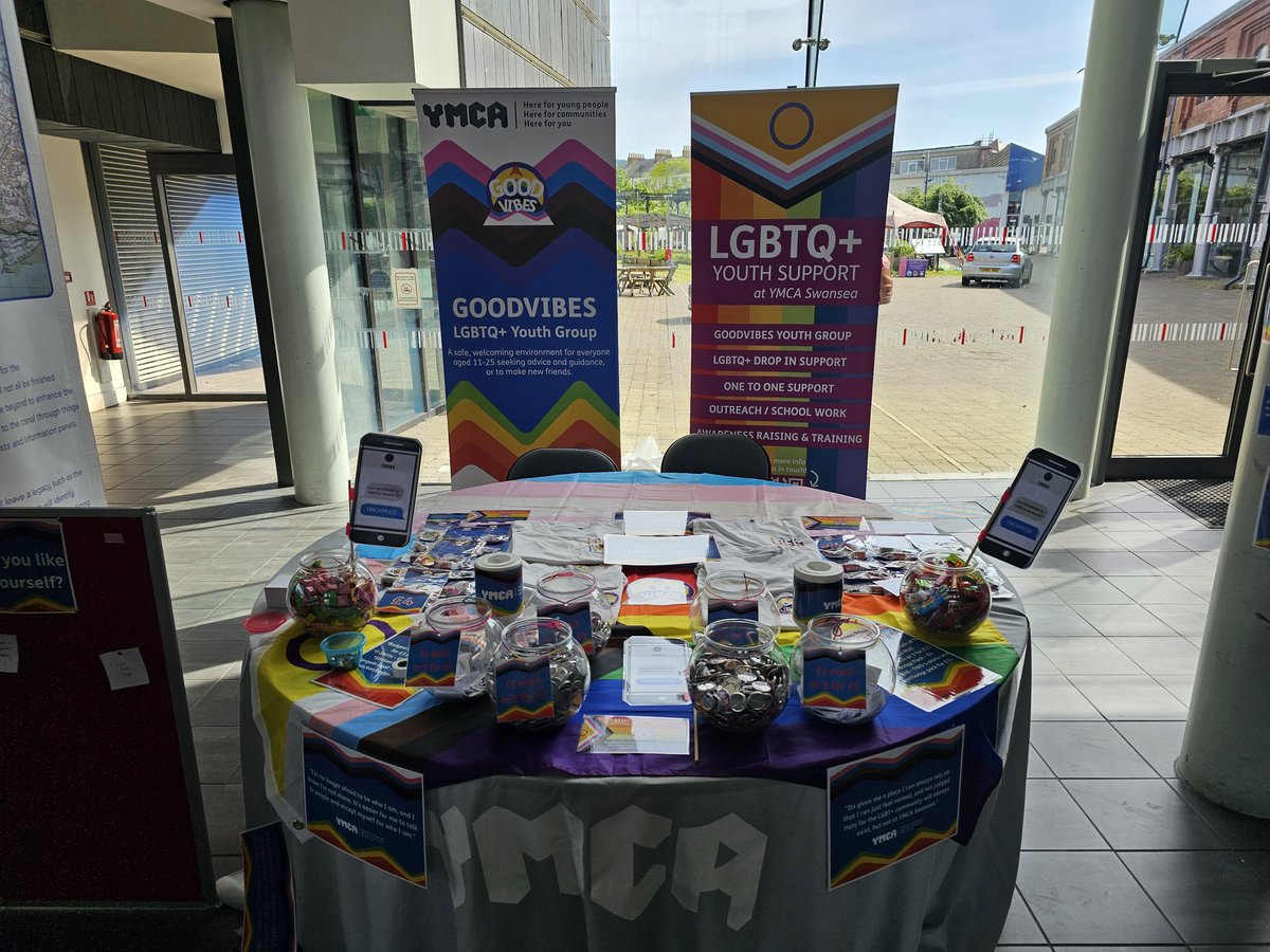 KellyYmca's tweet photo. @YMCASwansea are all set up and ready for #wonderfest at the @MuseumBarge #healthandwellbeing #LGBTQ https://t.co/UlVhRzQjJL