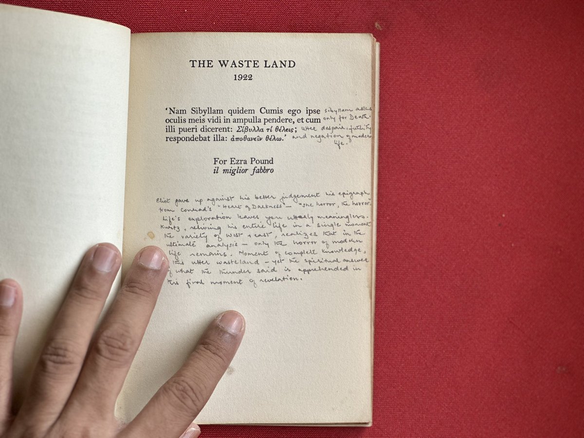 thedelhiwalla's tweet photo. Hi Anjali Chand. I wonder where are you these days. I don’t know you, but that you were an English Lit student at Delhi University’s Miranda House, “74… today I picked up your heavily annotated Eliot from Delhi’s Sunday Book Bazar, and brought it to its new home. https://t.co/tADfGBJlDb