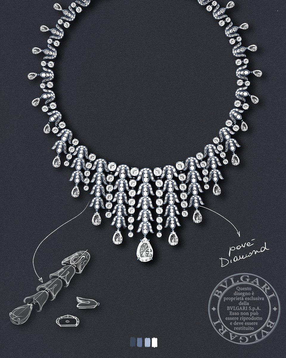 Bulgariofficial's tweet photo. Introducing the Sicilian Light necklace from the #BulgariMediterranea #HighJewelry collection. One hundred diamonds suspended in a chandelier-style composition, this piece embodies the white marbles of Ortigia and the ancient Greek heritage of Sicily. https://t.co/gdzcAPhacC https://t.co/vOlamFSKg2