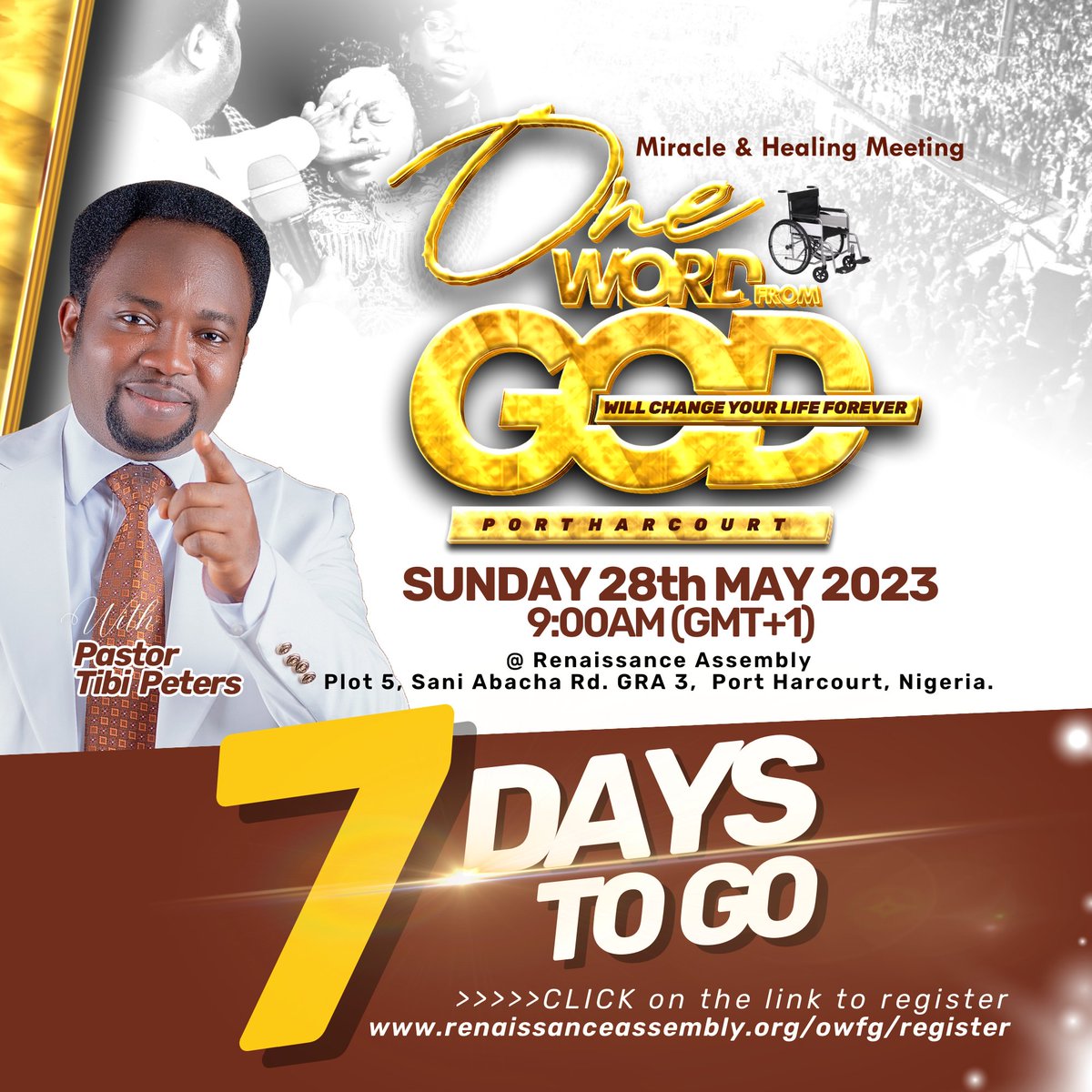 RenAssembly's tweet photo. It's 7 DAYS TO GO🤩🤩🤩🤩🤩!
ONE WORD FROM GOD ...will change your life forever!
TO REGISTER 👉🏽 Click on the link👇🏼
https://t.co/T60HV44wzR
KEEP THE REGISTRATIONS COMING
#OWFG
#OneWordFromGod
#PastorTibiPeters
#RenaissanceAssembly https://t.co/I3FjjVYWf8