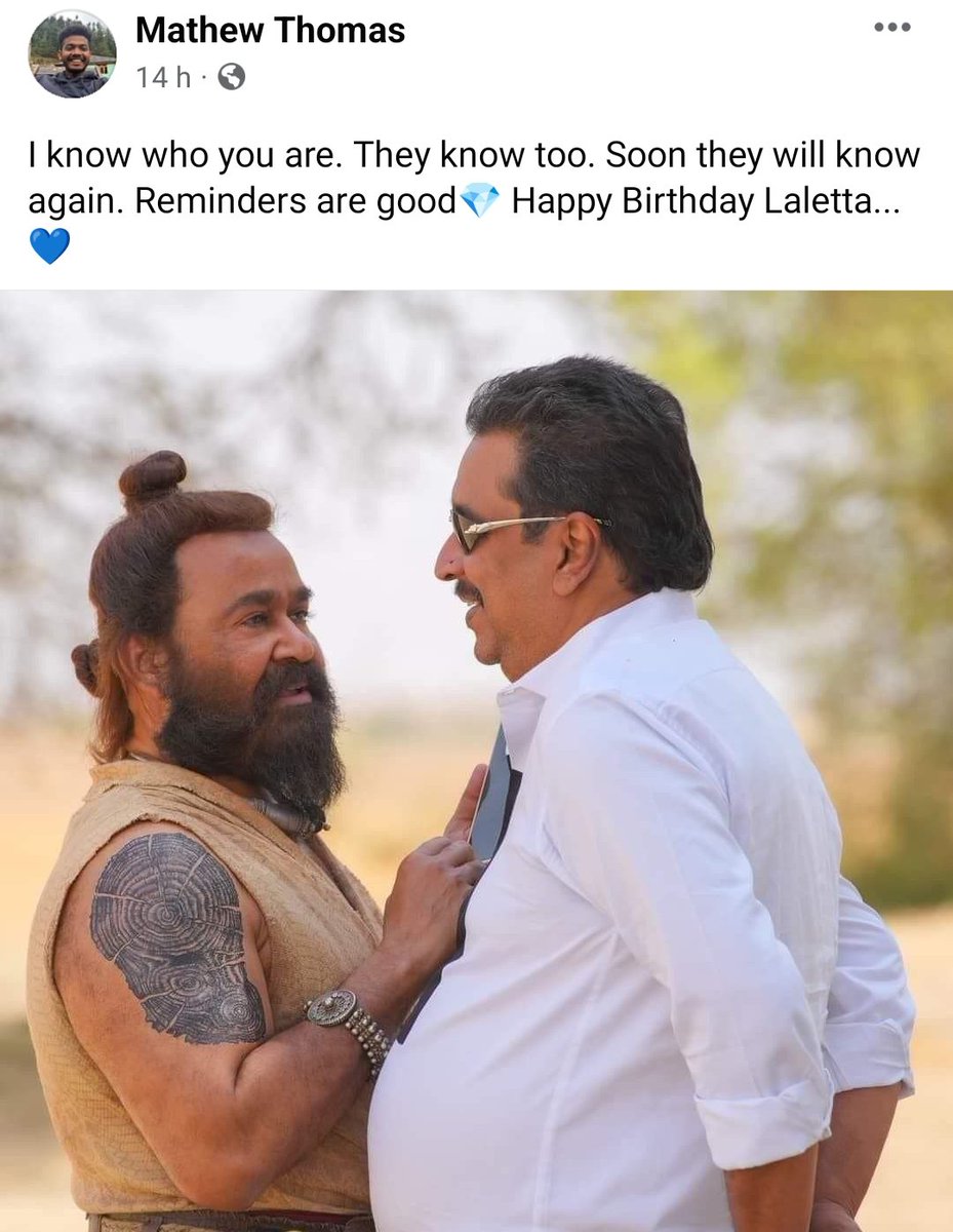 MohanlalNTMFC's tweet photo. Soon They Will Know Again 🔥
#HappyBirthdayMohanlal @Mohanlal https://t.co/3l8KTmeWJc