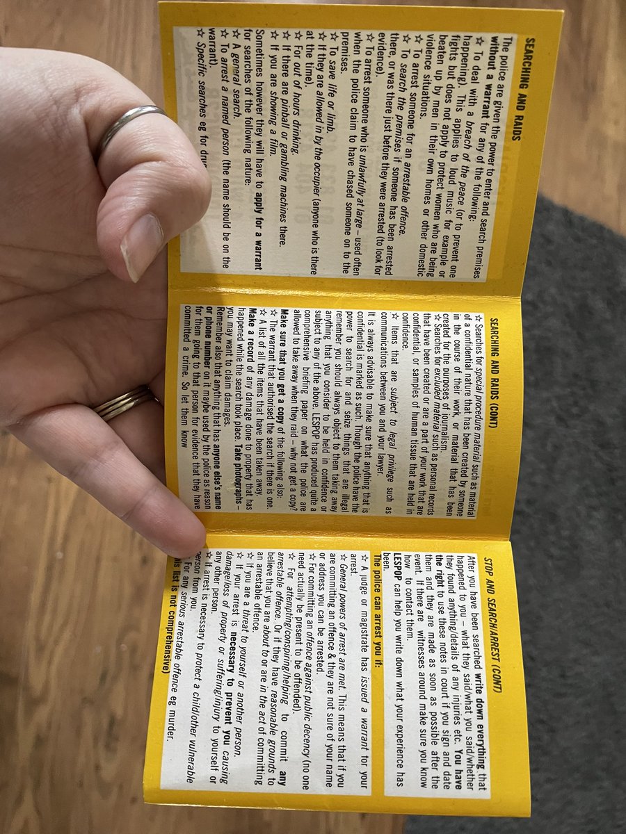farmernade's tweet photo. My mum has just handed me this after discussions about @lamb_heart_tea’s session at #HAconf23 - she was handed this in 1990 when she started at uni. #LGBTQhistory #herstory #knowyourrights #historyteacher https://t.co/grqS2mGpRE