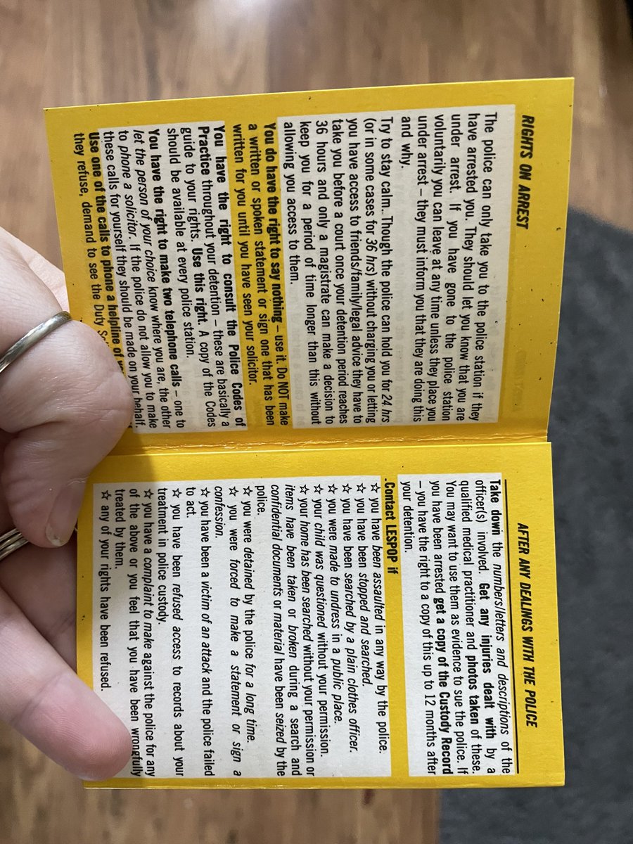 farmernade's tweet photo. My mum has just handed me this after discussions about @lamb_heart_tea’s session at #HAconf23 - she was handed this in 1990 when she started at uni. #LGBTQhistory #herstory #knowyourrights #historyteacher https://t.co/grqS2mGpRE