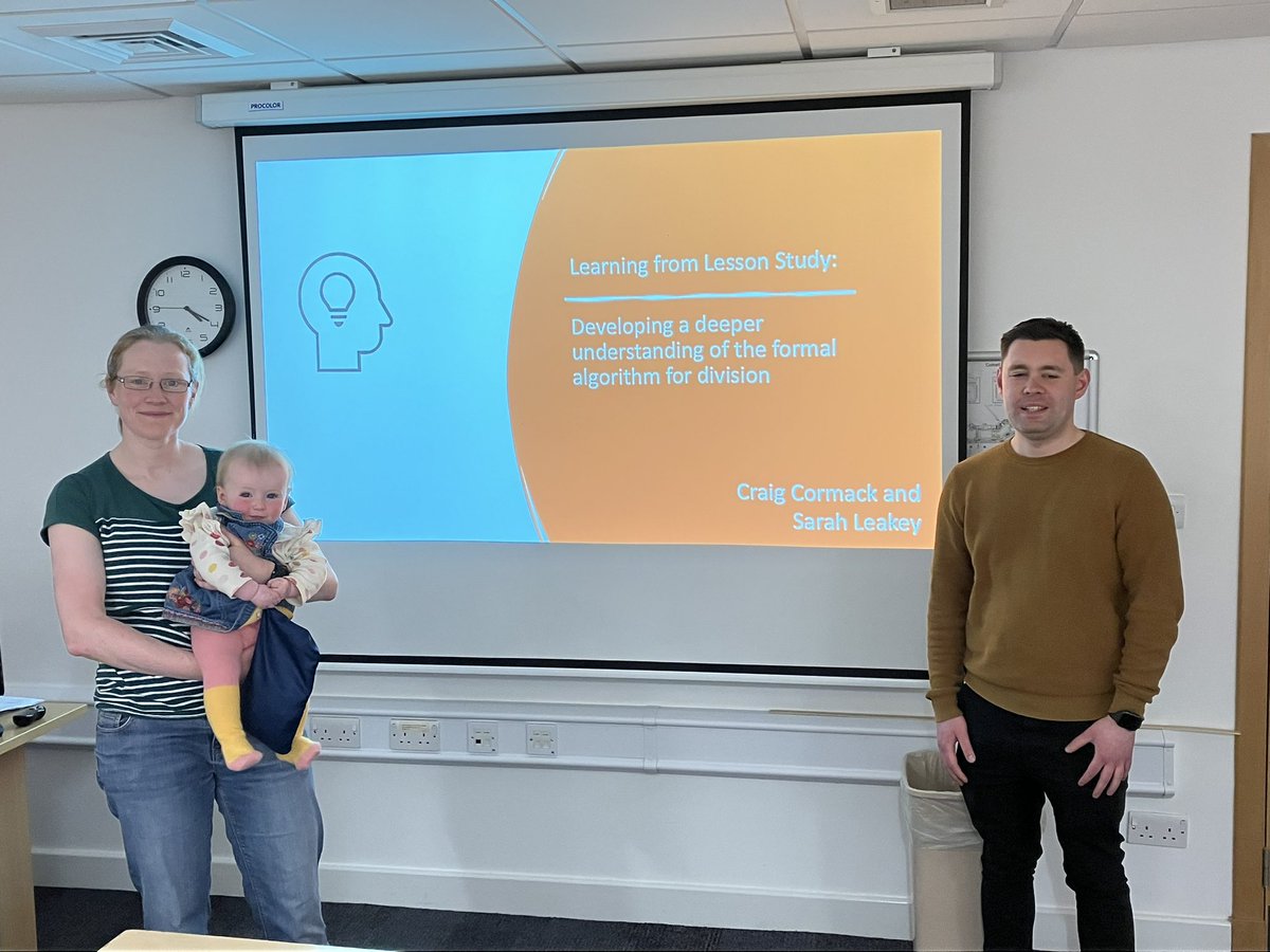 SELeakey's tweet image. A great day at @scottishmaths conference in Stirling. Great to see so many familiar faces. Thanks to those who joined our presentation sharing our learning from #lessonstudy about division. It was great to hear all the comments and Qs after. Ellie’s 1st maths conference too!