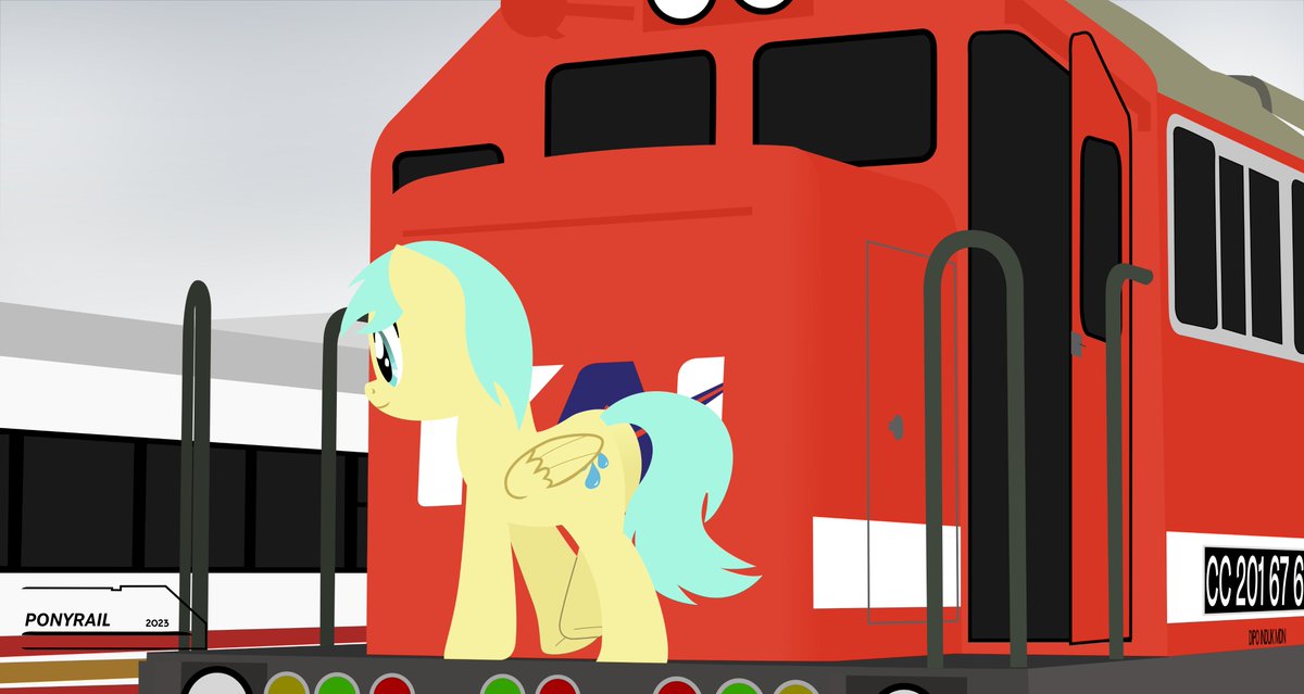 a pegasi and a train

#Brony #MLP #MLPFiM #FANART #digitalart #mlpfanart #train #ArtistOnTwitter #railway #trainart #inkscape