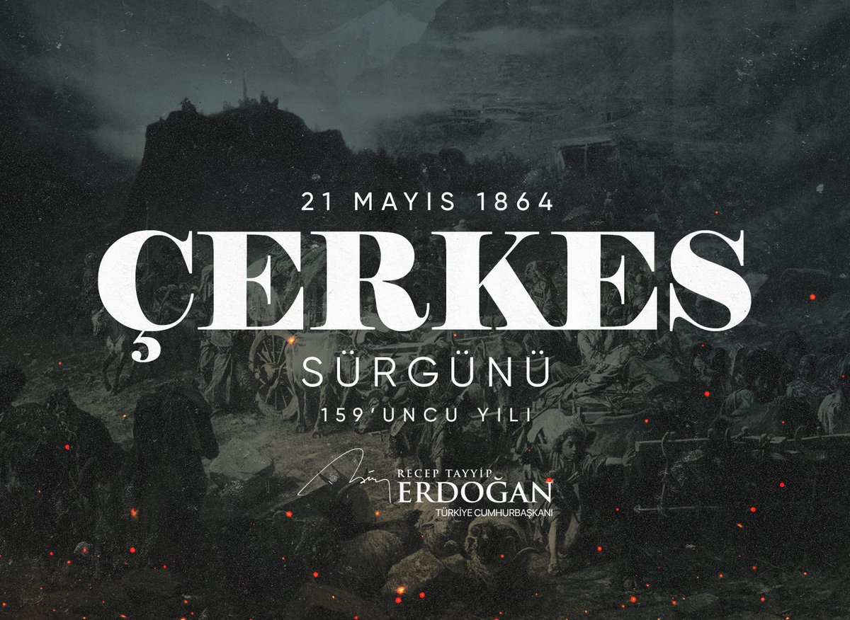 Çerkes kardeşlerimizin 159 yıl önce yaşadığı büyük acıları halen yüreğimizde hissediyoruz. İnsanlık dışı yöntemlerle ana vatanları Kafkasya’dan sürgün edilmelerinin yıl dönümünde, hayatını kaybeden tüm kardeşlerimizi rahmetle yâd ediyorum.