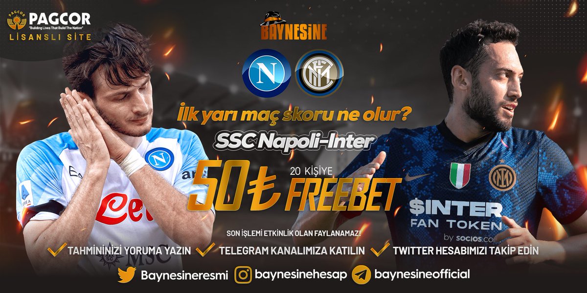 #BAYNESİNE ETKİNLİK ZAMANI !!!
🏆20 Kişiye 50 TL #Freebet ETKİNLİĞİ
🏆Telegram Takip
🏆Tahminini Yoruma Bırak
🏆Sadece Telegram Katılımları Geçerli Sayılacaktır.
🏆Katılım Telegram - t.me/baynesineoffic…