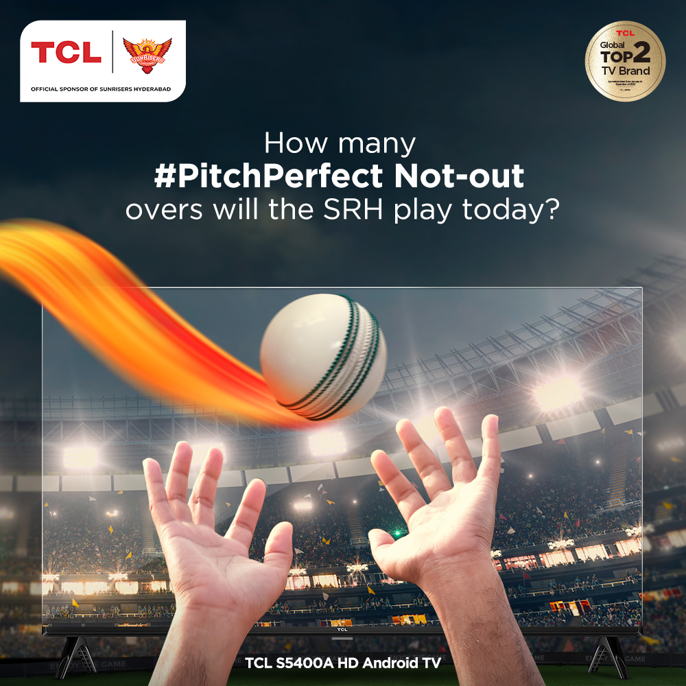 tcl_india's tweet photo. Start guessing for a #PitchPerfectWin with TCL 32" S5400A Android TV and be ready to win some exciting gifts.
@SunRisers
Learn more: https://t.co/LxCvjbGjJy
#TCL #InspireGreatness #sunrisershyderabad #srh #OrangeArmy https://t.co/bK2h3CBq0p