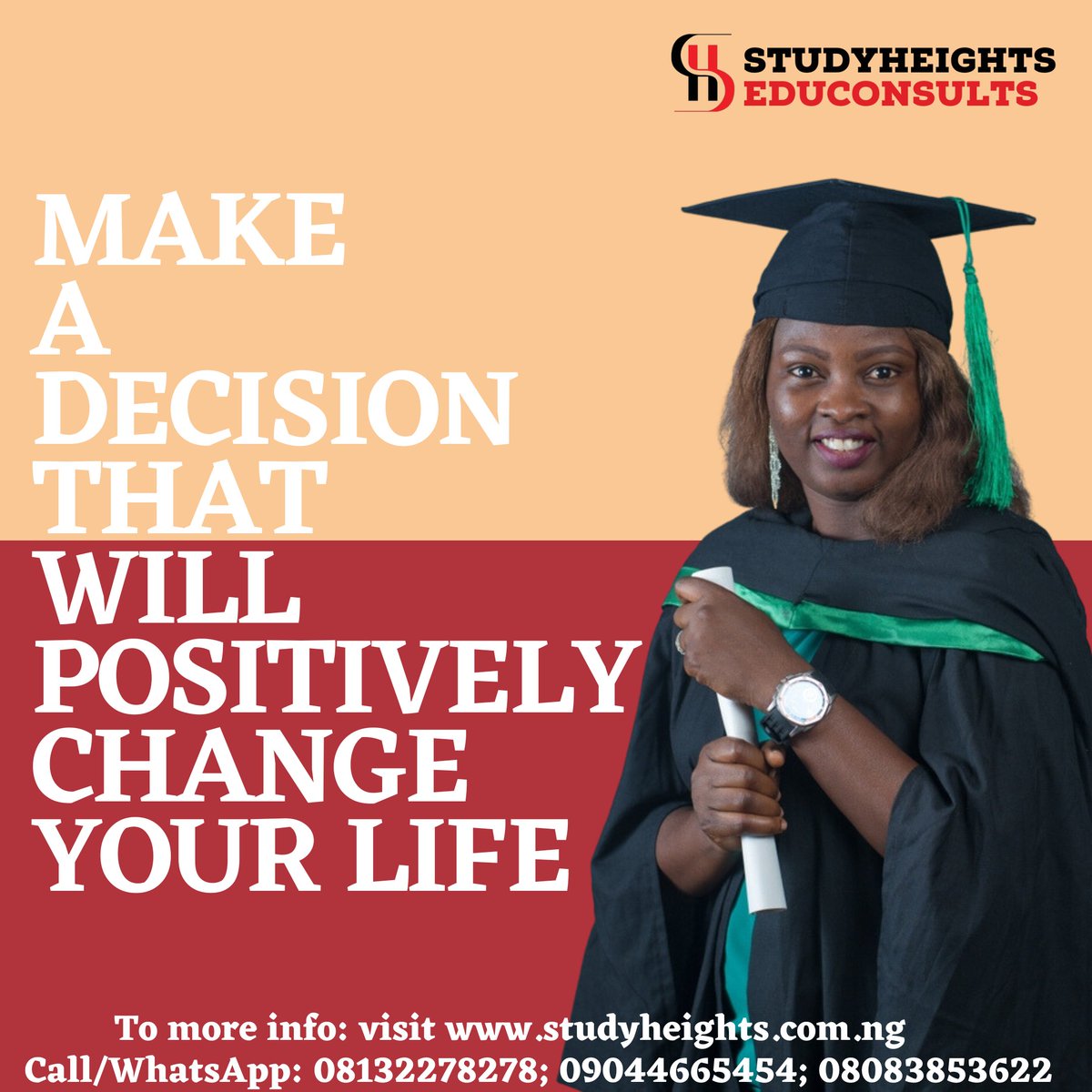 studyheights_ng's tweet photo. You can't make progress in life without taking decisions because the decisions you take today can either MAKEorMAR your destiny.

Send us a DM today to get started with the right educational decision.
#decisionmaking #studyheights #studywithbrightminds #studyandgetyourbscin3years https://t.co/AmWZDuCBv7