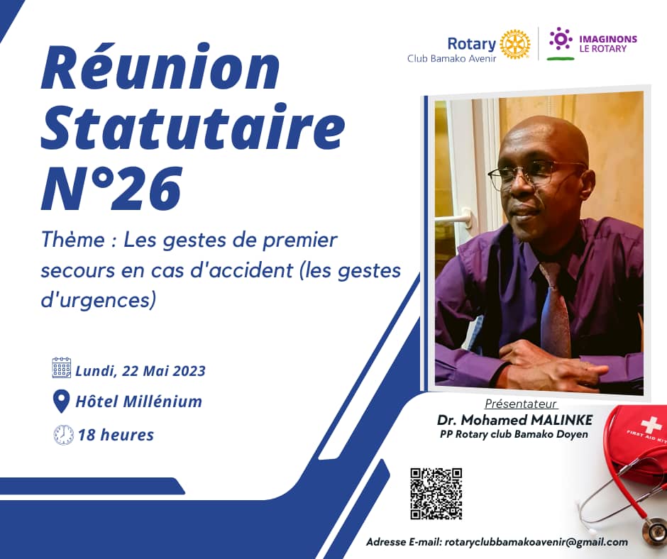 bamako_avenir's tweet photo. Le #RotaryClubBamakoAvenir vs invite à 26ème réunion statutaire du mandat rotarien 2022-2023. Elle se tiendra demain lundi 22 mai 2023 à partir de 18h à #Milléniumhôtel. 
Ns vs y attendons ! 

#rotaryinternational
#RotaryDistrict9101 
#InterVillesMali 
#imagineRotary 
#223mali🇲🇱 https://t.co/YoujuhmGDF