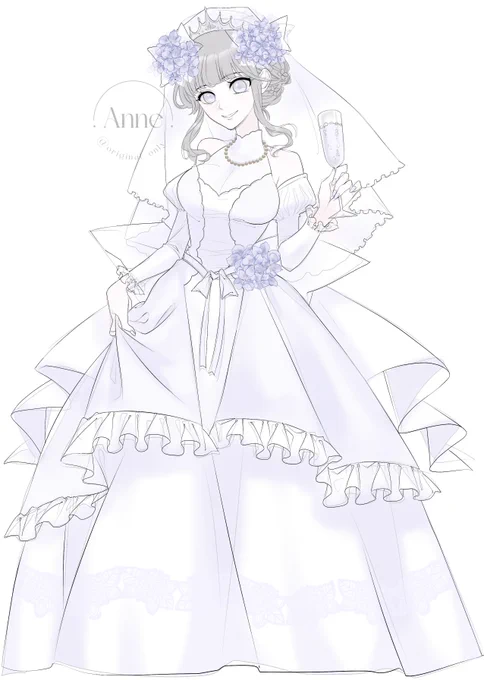 やっと線画できた(∩'∀`)∩ #wip #wipart #線画