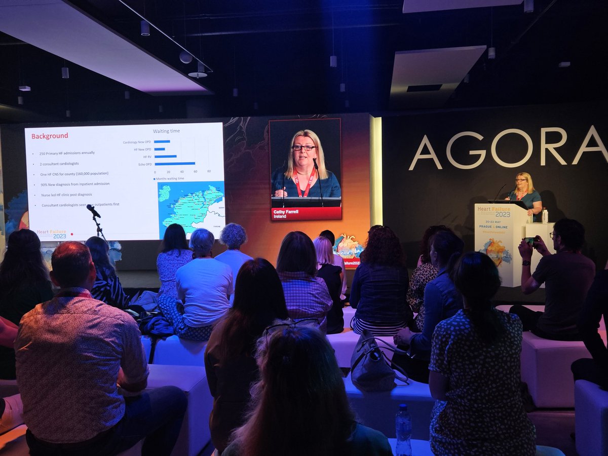So proud of our esteemed colleague <a href="/cathy_donegal/">Cathy Farrell</a> presenting at #ESC2023 on the Impact of the ANP Led Community Heart Failure Service in Donegal. #flyingtheflag🇮🇪 #trailblazer <a href="/IAHFNurses/">Irish Association of Heart Failure Nurses</a>