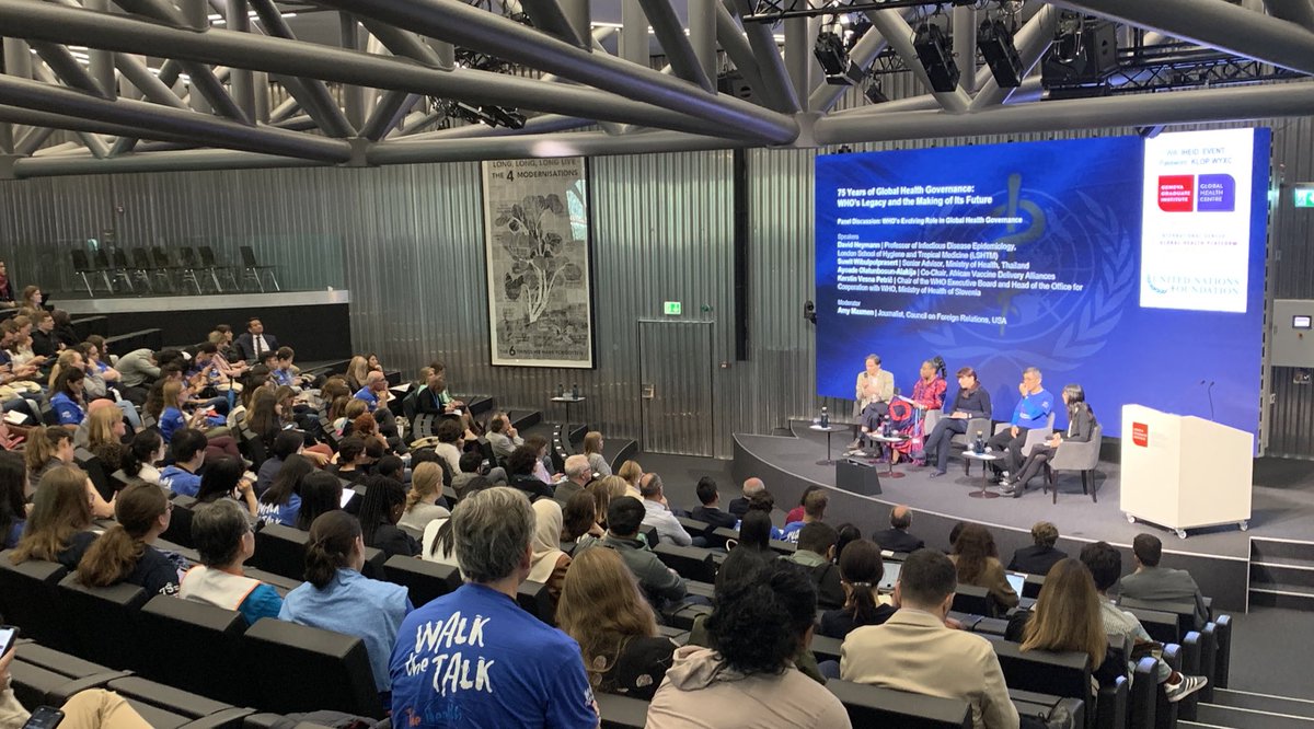 GVAGrad_GHC's tweet photo. Check out our #WHA76 #OpenBriefing panelists David Heymann @LSHTM, Suwit Wibulpolprasert Thailand MoH, @Yodifiji #AVDA, Kerstin Vesna Petric Slovenia MoH & Moderator @amymaxmen https://t.co/nlZ88thANG