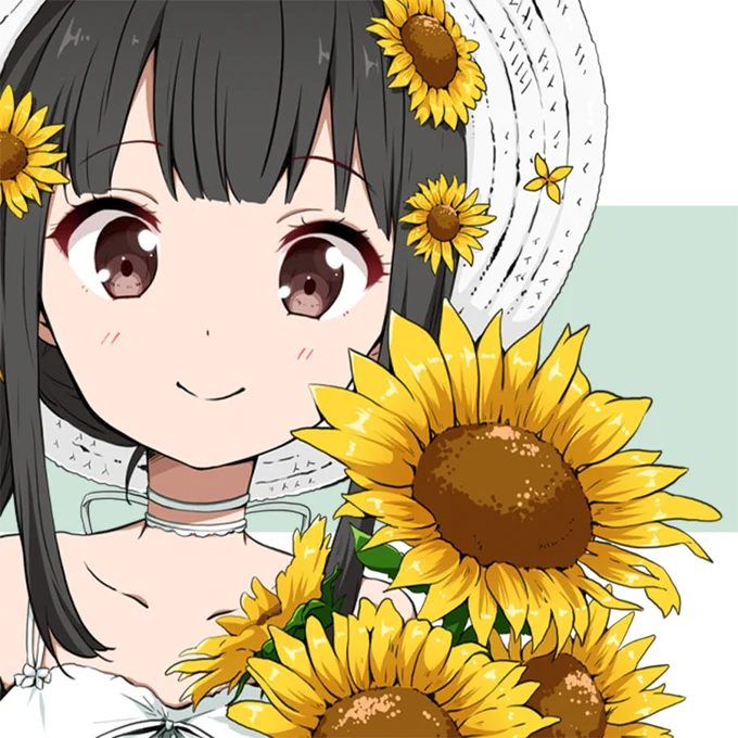 第290回 ①描き下ろしノコ(白いワンピース)②インタビューについて|らぐほのえりか|pixivFANBOX  ①ひまわりとガーベラのようなアレンジメントが好きです。②次の時代のクリエイティブについて考えていること