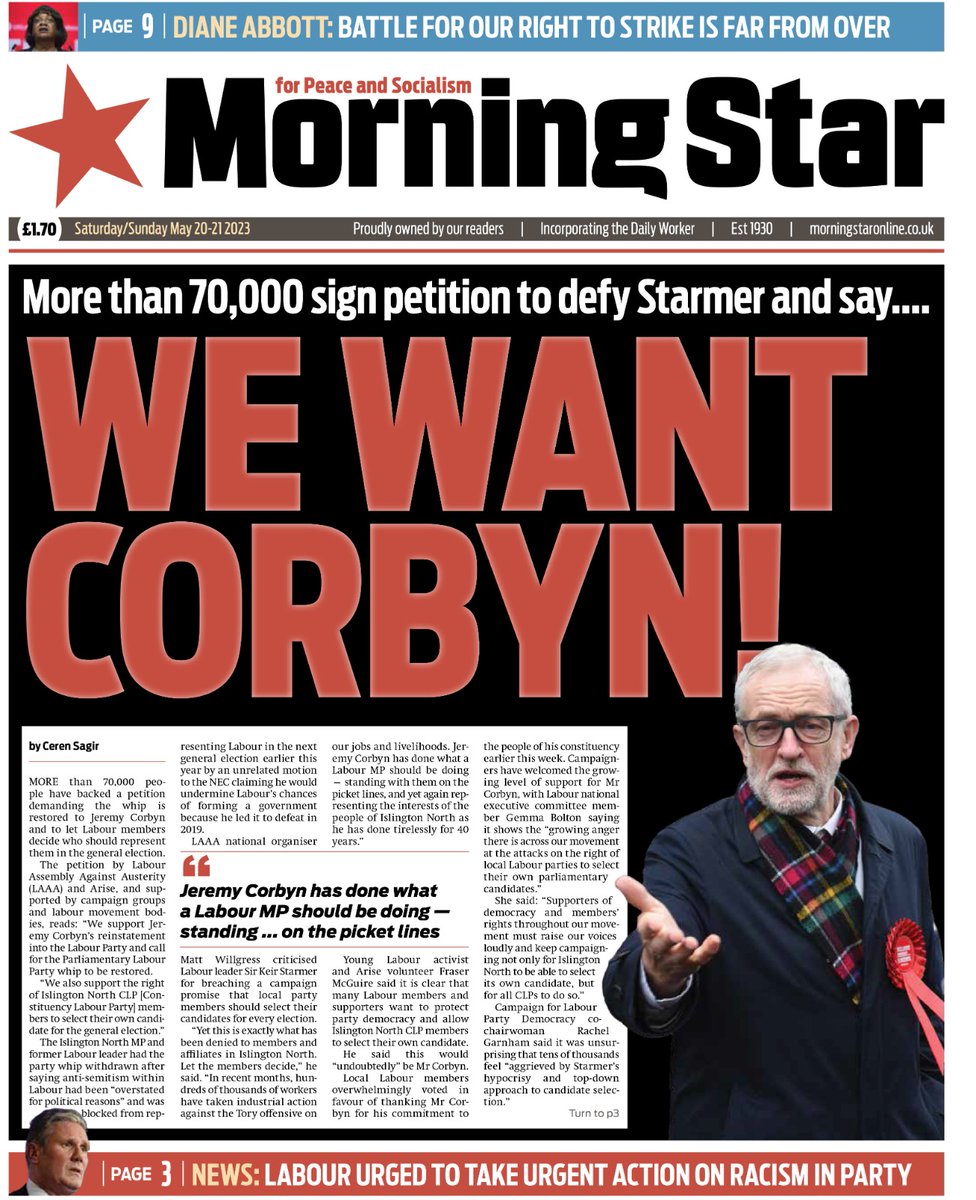 Labour Assembly (@labourassembly) on Twitter photo 2023-05-21 10:04:09 UPDATE: Restore the whip to Jeremy Corbyn - let Islington North's members decide their candidate ✊
Over 70,000 people have now signed this petition 🖋️
Take 30 seconds to keep building support📣
👉 Add your name at bit.ly/letmembersdeci…
👉 RT & say #IStandwithJeremyCorbyn UPDATE: Restore the whip to Jeremy Corbyn - let Islington North's members decide their candidate ✊
Over 70,000 people have now signed this petition 🖋️
Take 30 seconds to keep building support📣
👉 Add your name at bit.ly/letmembersdeci…
👉 RT & say #IStandwithJeremyCorbyn