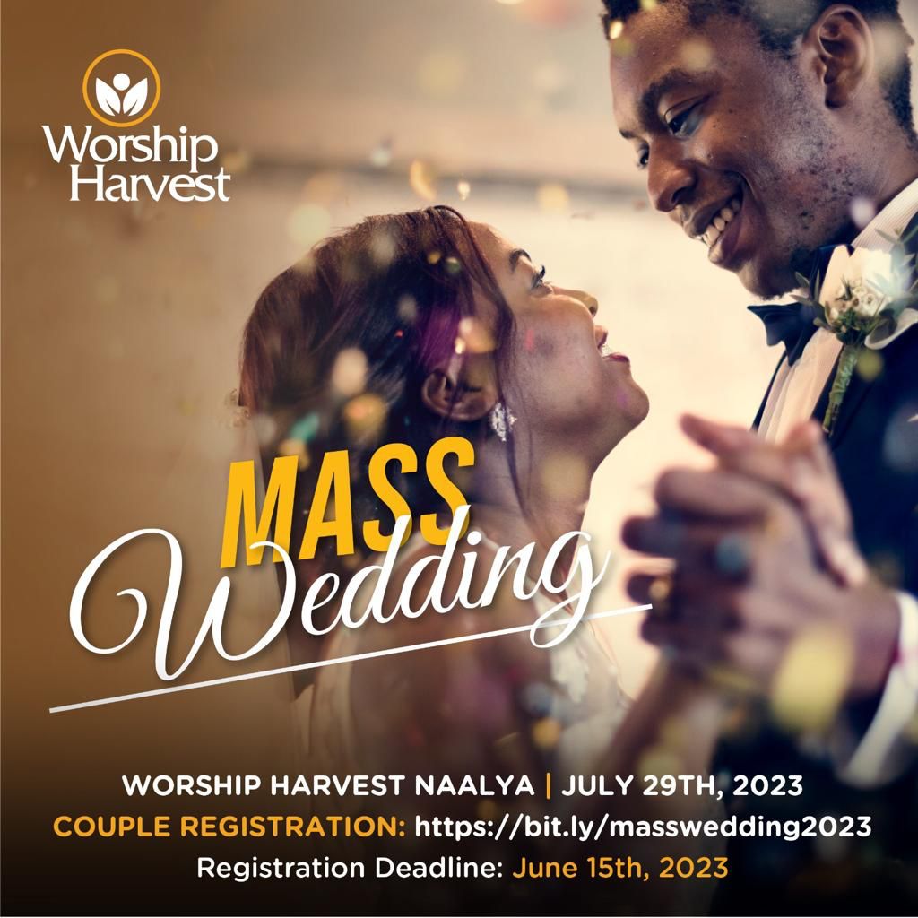 worship_harvest's tweet photo. This year's Mass Wedding will be taking place on 29th July 2023 at Worship Harvest Naalya

#MassWedding is not limited to #WorshipHarvest members, it is open to all. Whoever you are or if you know a couple, all you have to do is sign up. 
https://t.co/m6QP0OliFj https://t.co/iPXO1Tq6bm