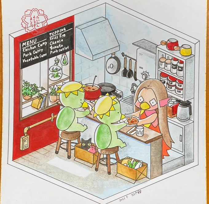 完成〜 完全に色紙に描く絵ではなかったwww(色紙がめっちゃ曲がったw) 展示は銀座の長谷川画廊で23日から28日までやっておりますので、お近くを通られる際は覗いて頂けたら嬉しいです  #漫彩展 #銀座 #長谷川画廊 #カッパ #アマビエ