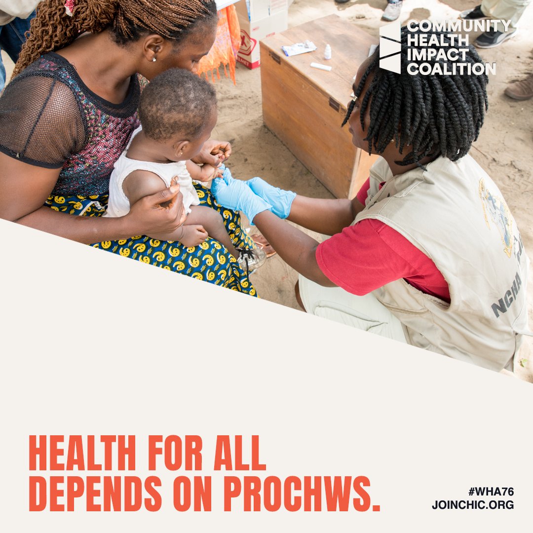 Community health workers (CHWs) are vital to achieving #healthforall. But  #proCHWs - who are💰salaried, 🩺skilled, 🏥supervised & 💊supplied remain the exception. At #WHA76 we’re calling on country delegations to #investinCHWs! joinchic.org/wha76/