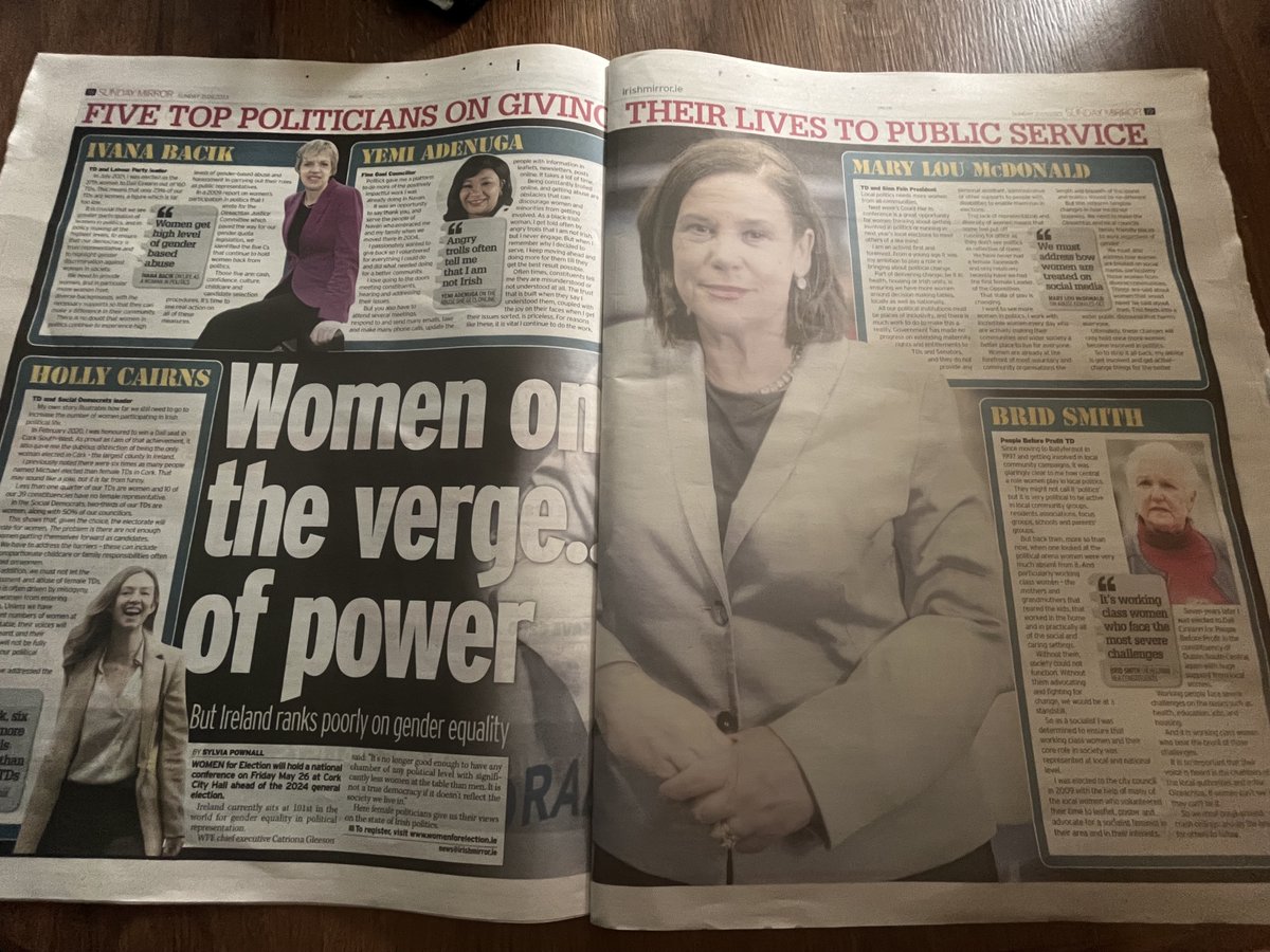 Check out todays spread in @IrishMirror highlighting our #CountHerIn conference this Friday! Don't miss the chance to be a part of Irish political history in the making! Register today here ⤵️ womenforelection.ie/conference-202…