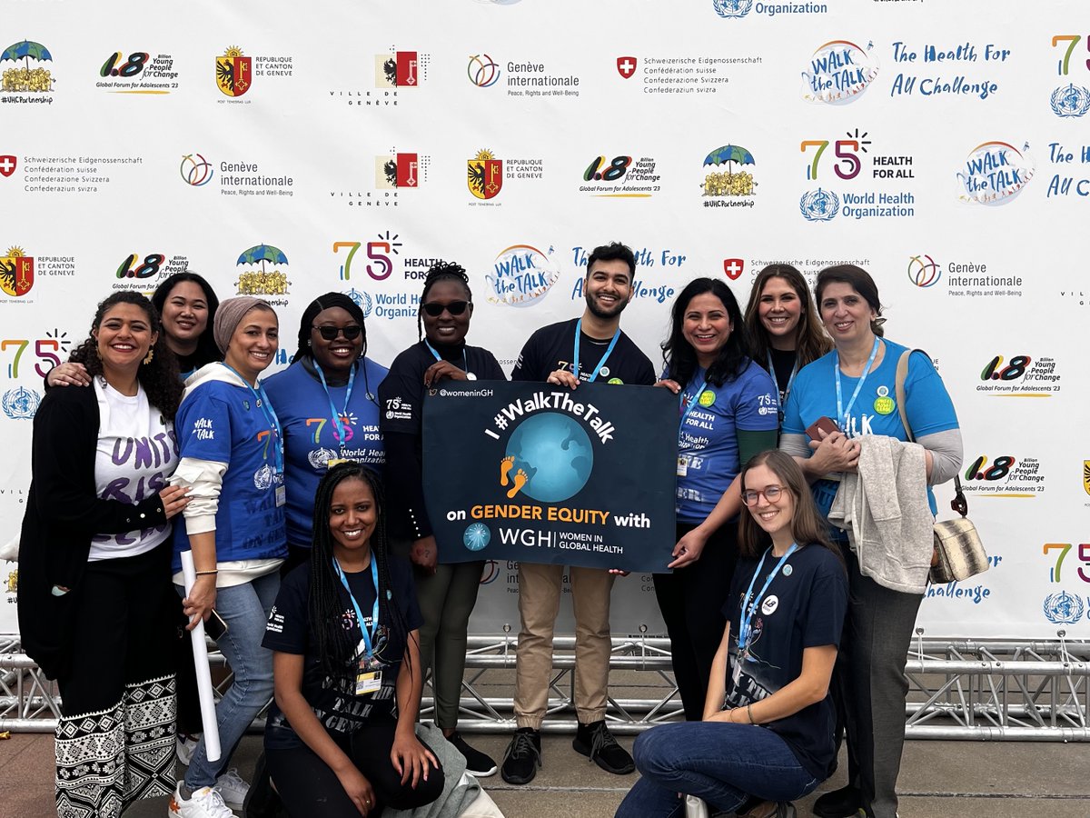 We walked  the talk for: 
♀️Women
👩‍⚕️Health workers
🟰GENDER EQUALITY 

The #WomeninGH delegation at the #WalkTheTalk! 
Exciting to see how many gender champion joined us to step it up for women in health! 

Did you join us? Tag us in your pictures!