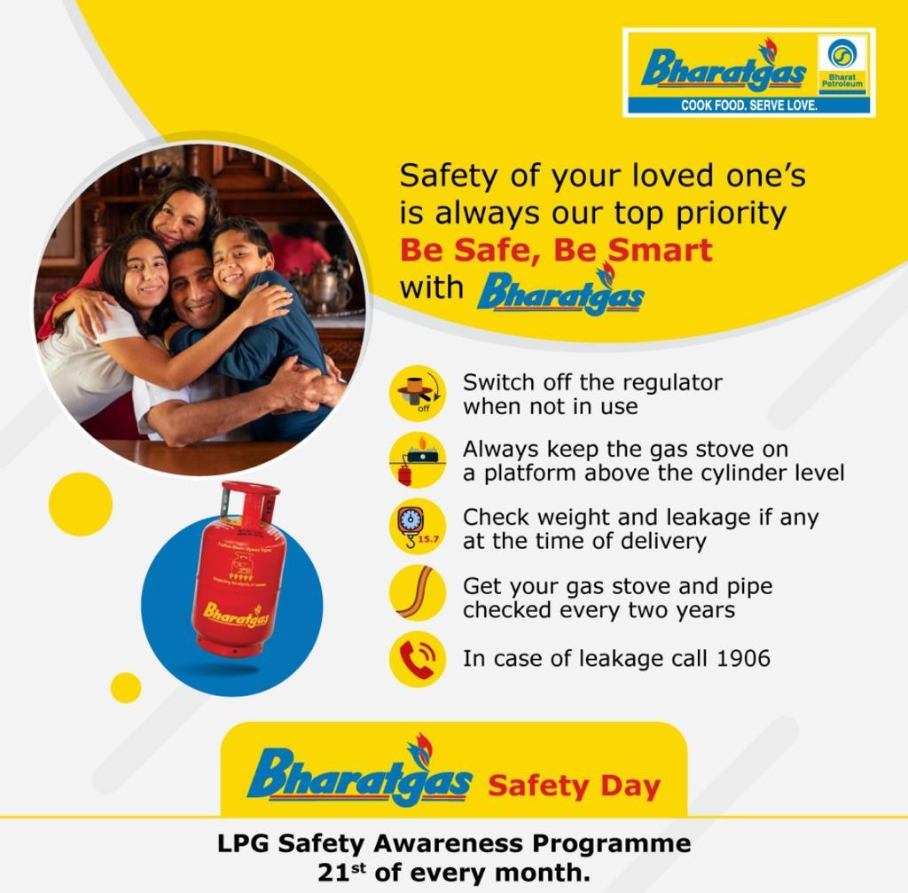 Attention everyone! With 100 percent Indian population using LPG in households, let's not forget to prioritize safety measures. to keep ourselves & our loved ones safe.

#BeSafeBeSmart #LPGSafety #HomeSafety #LPGSafetyDay #SafeLPG #LPGSafetyFirst #CleanEnergySafeDelivery