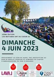 53Adot's tweet photo. #FranceADOT53 sera présente lors des 2 prochains événements grand public en #Mayenne 
Sur les @boucles53 du 25 au 28 mai-Stand communication et présence #caravane
#4juin 21ème opération #LesMotardsontduCoeur53 @LMODC53 
#JeDemandeMaCarteDambassadeurDuDonDorganes 
#JeDonneTuVis https://t.co/t1scTZdaKq