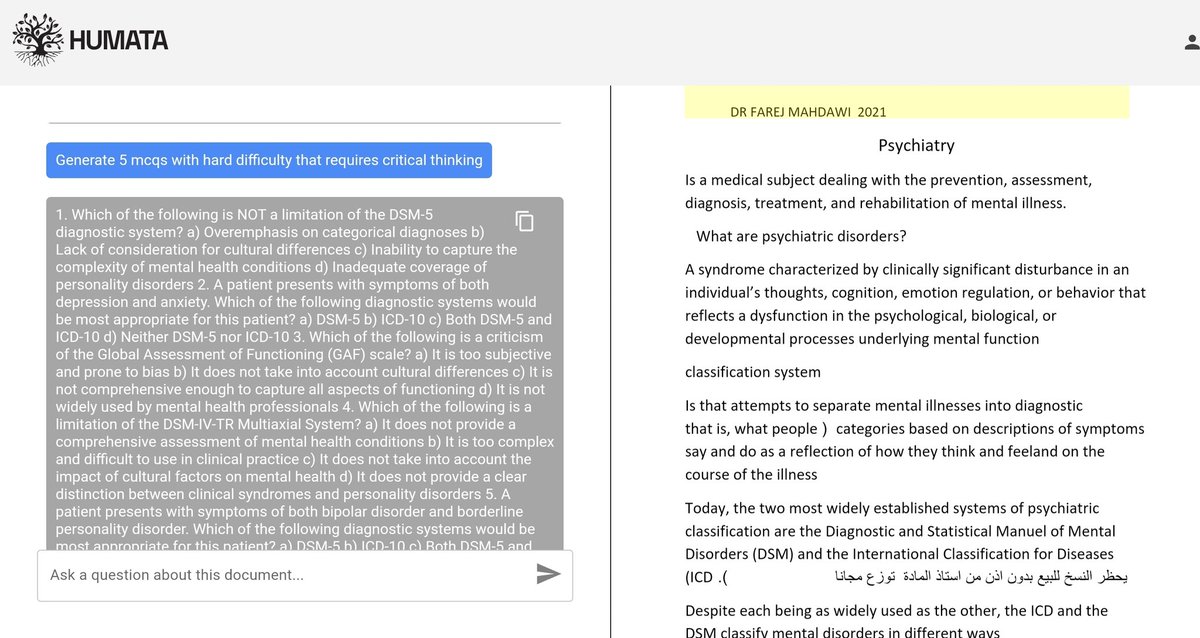 fluffydattebayo's tweet photo. AI TOOLS HAVE BLOWN MY MIND:
في #AI_TOOLS يخلنك تقدر اتفاعل مع ال PDF أول حاجة اتدير upload للpdf وبعدها تقدر اتخليه يدير summary له أو يقولك شن أهم النقاط اللي فيه أو تسأله علي أي حاجة مش فاهمها أو يديرلك منه mcqs حاجة خيال بكل 🔥
#AI_tools #Education #ChatWithpdf https://t.co/LaVw5DOl83