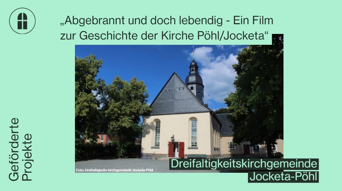 „Abgebrannt und doch lebendig“ ist ein #Film, der im Rahmen dieses #Kirchturmdenken-Projekts entstanden ist. Darin werden die bedeutsamen Ereignisse um den Brand der Dreifaltigkeitskirche 1961 in #Jocketa-Pöhl dokumentiert. Jetzt 🎥 anschauen 🎬 bit.ly/3O9bil8