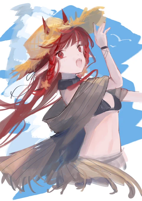 ワンドロヴィグナちゃんタイムラプス! なびく髪とヴィグナスマイルが描きたかったので描いた!