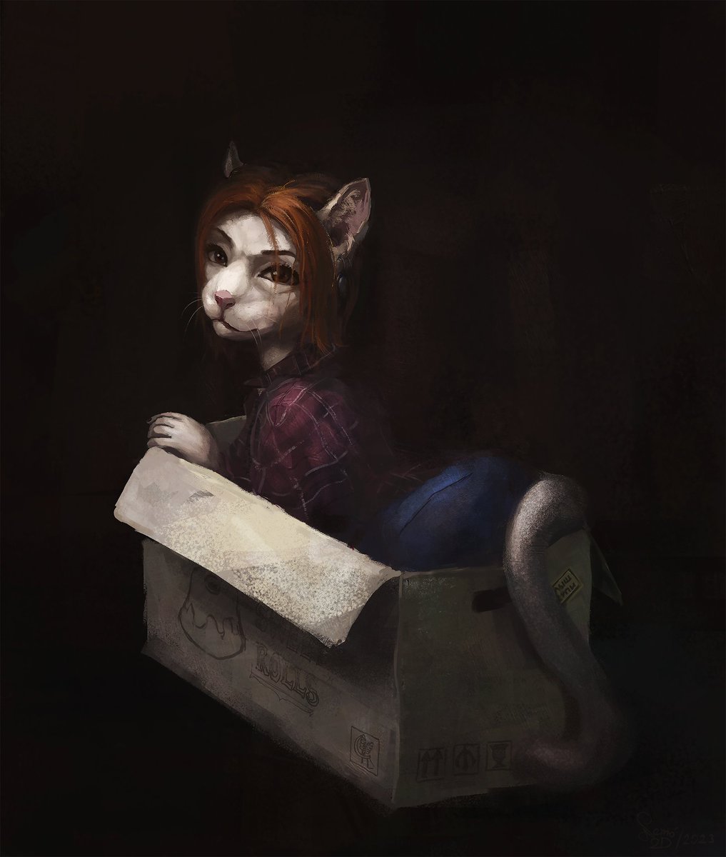 Nemo2D's tweet photo. 🐈Cat in a box. 
Done with @Bra1nEater's blessing and help. https://t.co/lCF8afrzBh