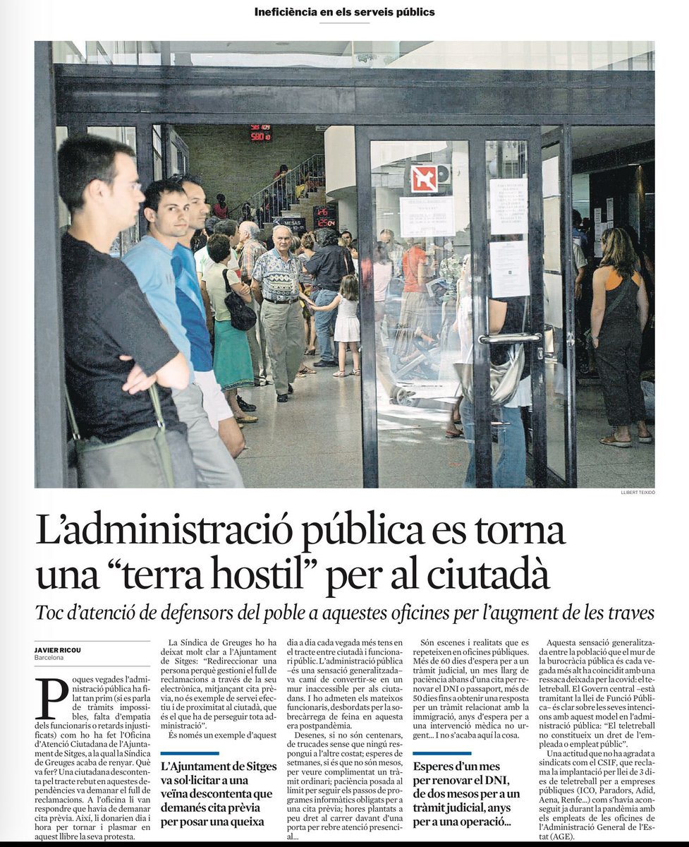 Gran reportaje sobre el fracaso de las administraciones públicas para dar servicio al ciudadano. La pandemia ha agravado un problema que se arrastra desde el siglo XIX: el “vuelva  usted  mañana”@ de Larra, se ha convertido en “pida usted cita previa” (abro hilo)