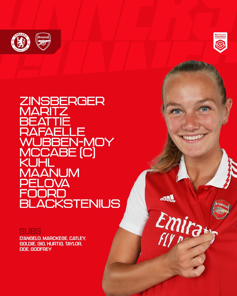 Arsenal Women on Twitter "Our starting XI to face Chelsea this afternoon