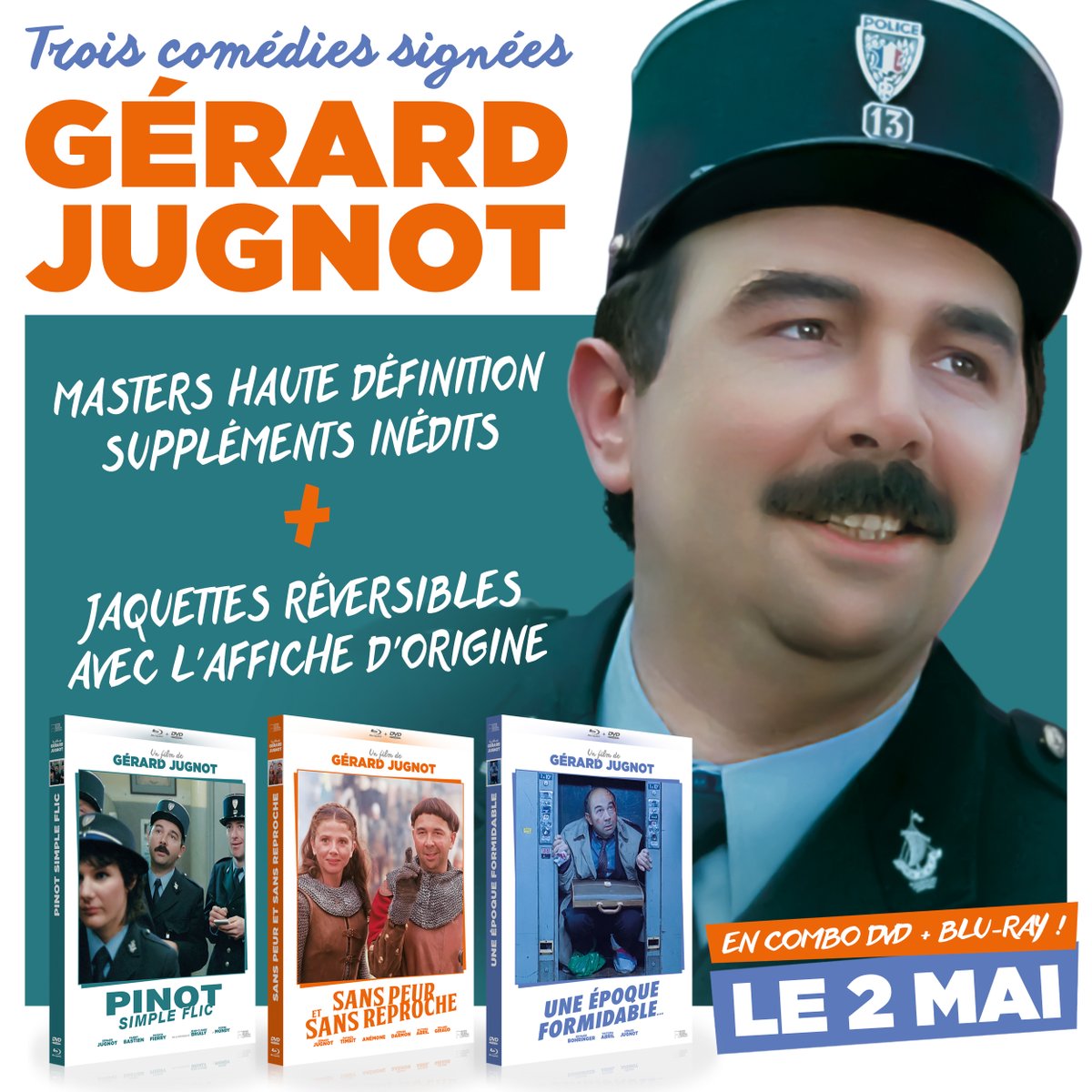 RiminiEditions's tweet photo. Ne manquez pas nos éditions des 3 comédies signées #GérardJUGNOT:
#PinotSimpleFlic (1ère sortie BLU-RAY), #SansPeurEtSansReproche (1ère sortie BLU-RAY) et #UneÉpoqueFormidable
👉 Commander:
https://t.co/BzdX3LH5fs https://t.co/AuVYQWWsDo