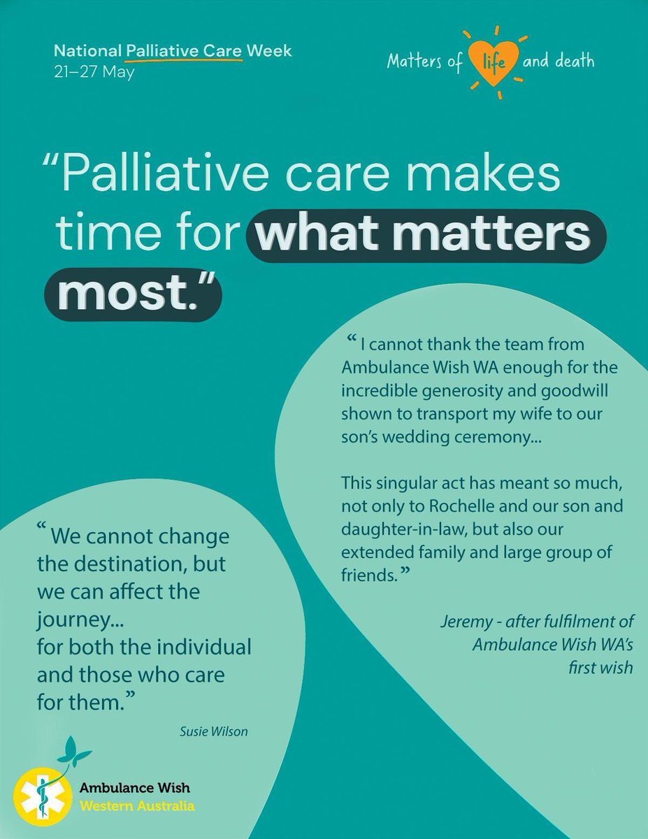 Welcome to National Palliative Care Week - the nation’s largest annual initiative to raise awareness about palliative care and its benefits.

#NPCW2023 #palliativecare #MattersOfLifeAndDeath