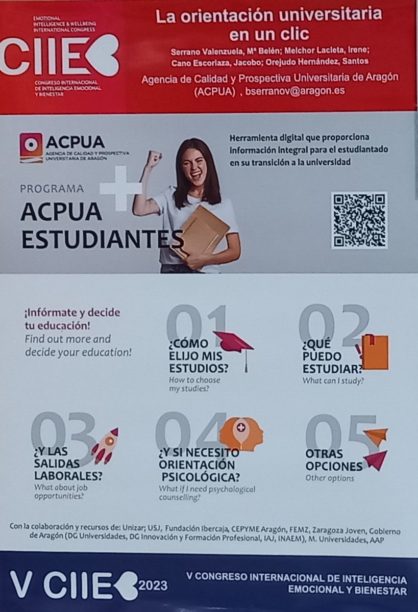 bserranov's tweet photo. Presentando en el #CIIEB23 la nueva infografía de @ACPUAAragon 

La #orientación #universitaria en un clic: una necesidad, un derecho
y un apoyo en la toma de decisiones para la #Juventud  #educadores y #familias https://t.co/cHR6WJMYnl